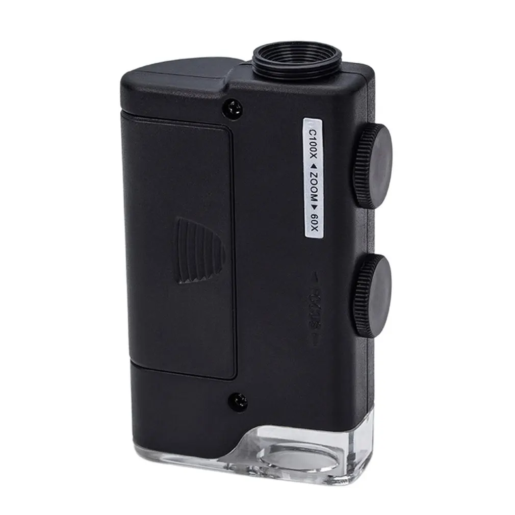 LED الأشعة فوق البنفسجية ضوء 60X/100X الهاتف المحمول المجهر جيب عدسة مكبرة مع مشبك الهاتف الخليوي اليشم تحديد دروبشيبينغ