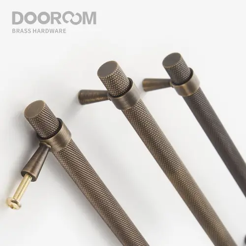 Dooroom-tiradores moleteados de latón para muebles, manijas de latón antiguo para armario, vestidor, caja de zapatos, cajón, barra en T