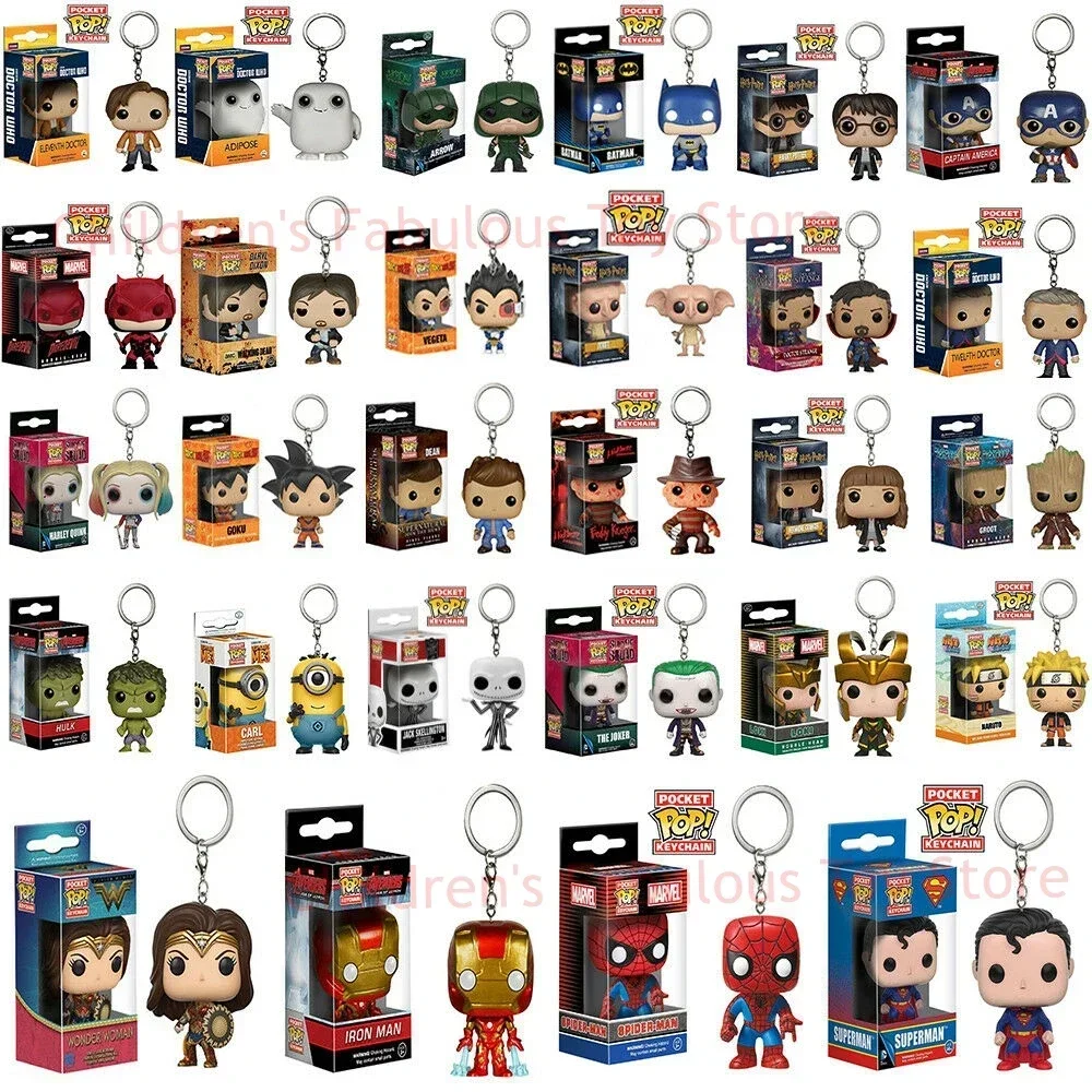 FUNKO NEWest Arrival Spiderman Series Gwen Keychains Thor Keychain Captain America Action Figures Toys with Box