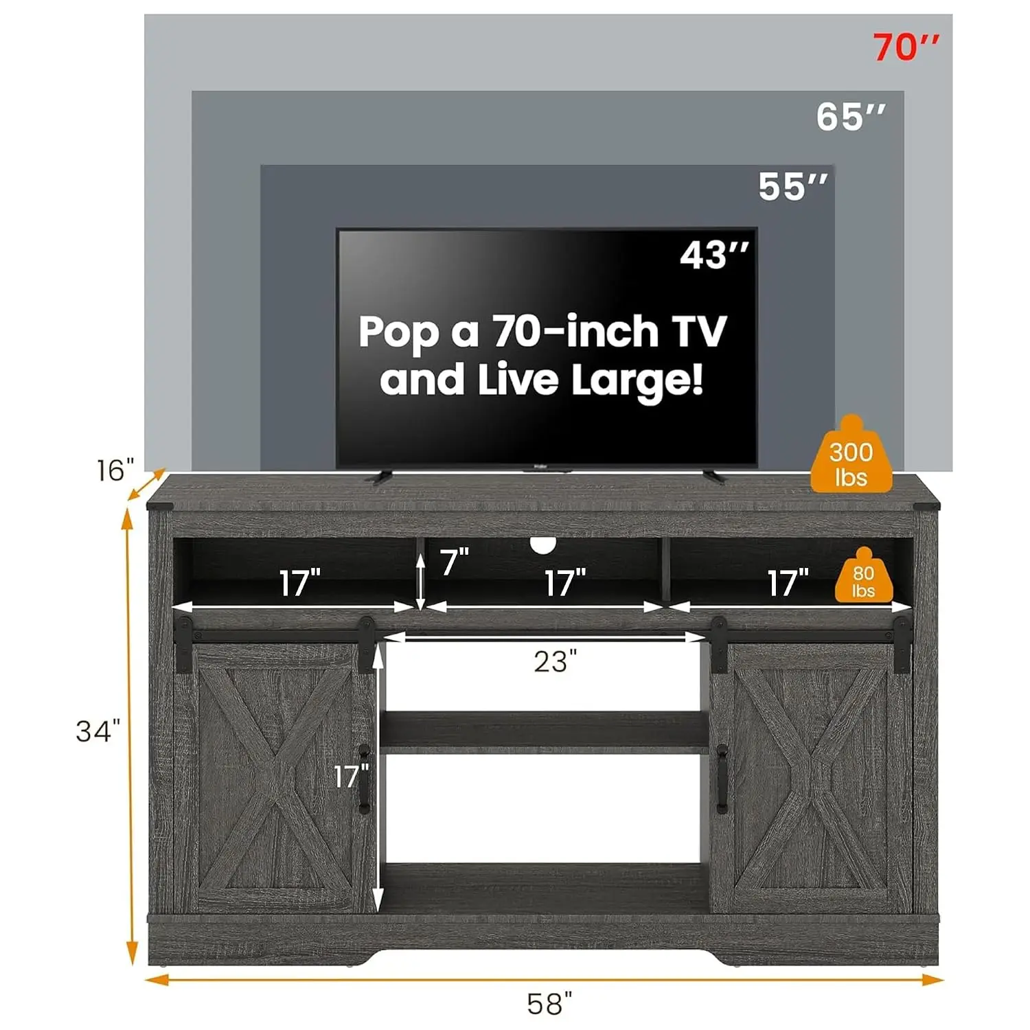 Farmhouse TV Stand with 23