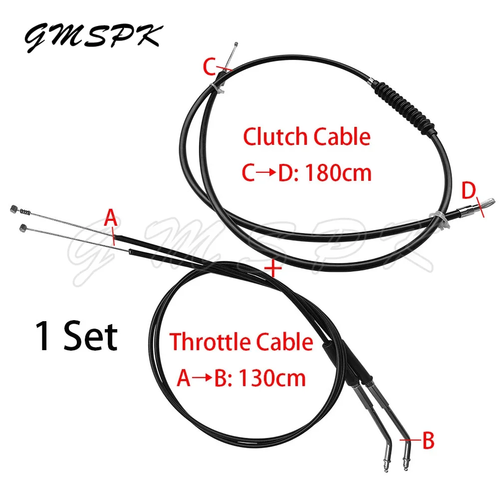 1 Set Motorcycle 180cm Clutch Line 130cm Lengthened Throttle Cable Fit for Harley Sportster 883 1200 Dyna Softail Heritage Road