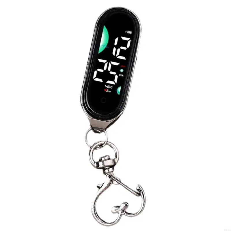 Waterproof Led Electronic Hanging Watch Night Lights Touch Digital Watch Keyring Hanging Watch Keychain Pocket Watch 