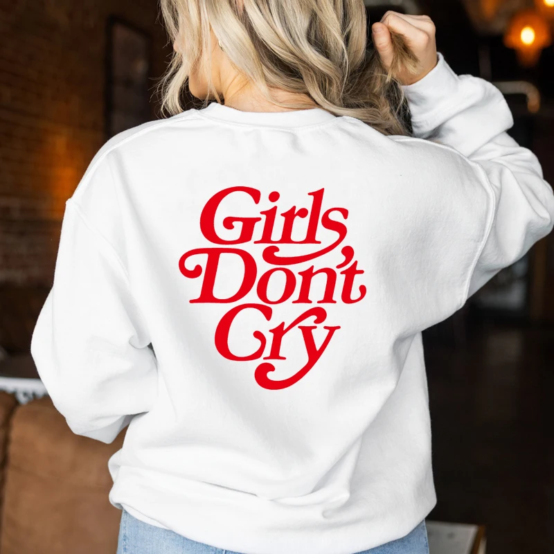 90s Grunge Clothes Girls Don't Cry Back Printed Women Sweatshirt Long Sleeve O Neck Graphic Hoodies Harajuku Metal Healty Jumper