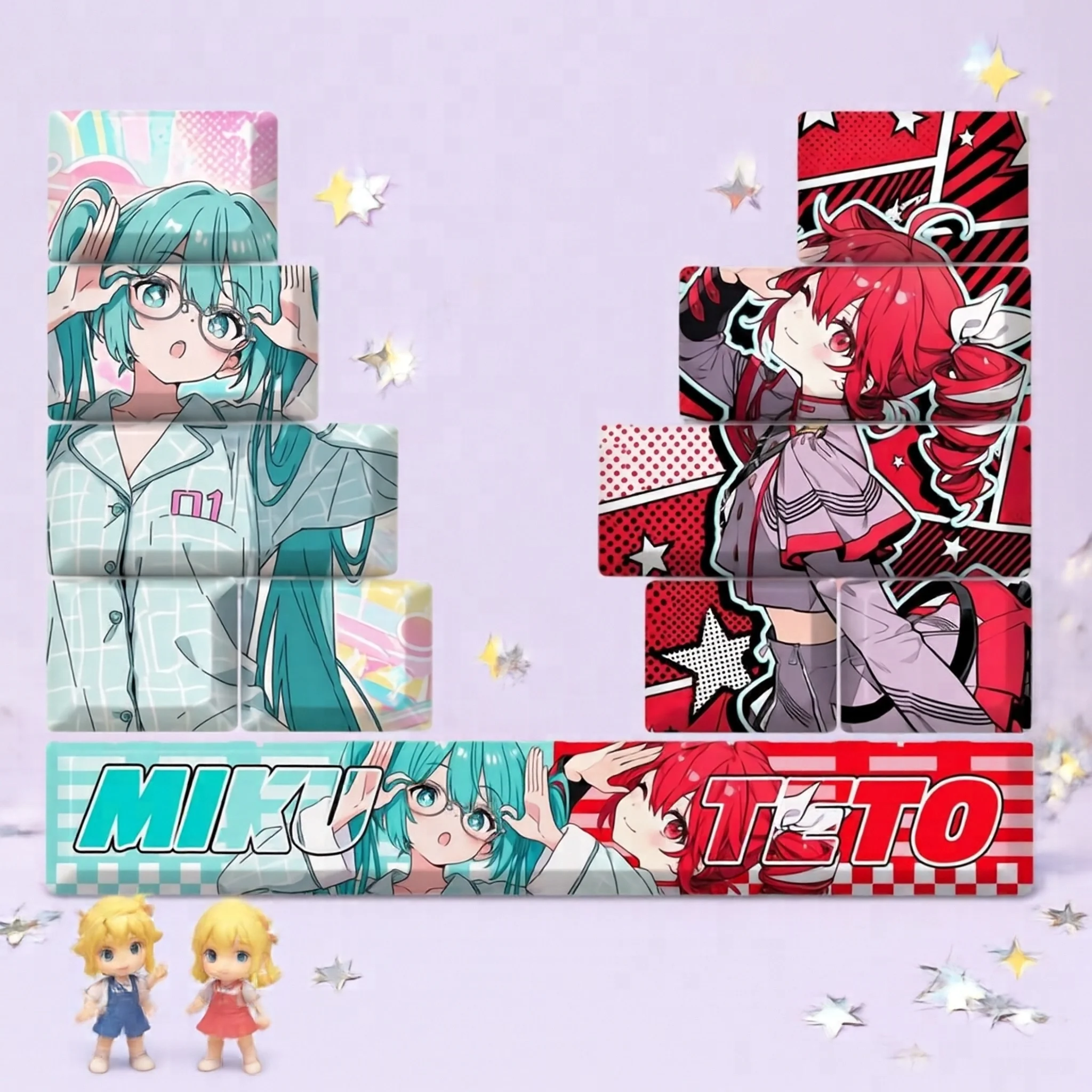 7/5 Key/set Keycap Hatsune Miku & Kasane Teto Pbt Keycaps Wear Resistant Mechanical Keyboard Diy Accessories Gift