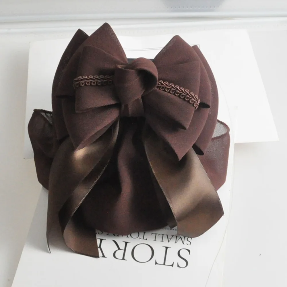 

Vintage Ribbon Ruffled Edges Hair Net Flower Korean Style Bow Snood Hair Accessory Nurse Hairgrips Cover Net Waiter