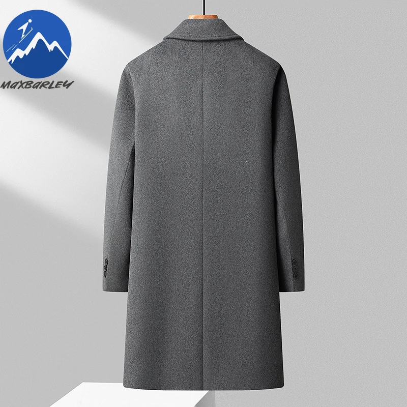 Maxbarley Mens Wool Blends Coat Mid Length Winter Working Thickened Wool Jacket Detachable Down Vest Business Casual Trench