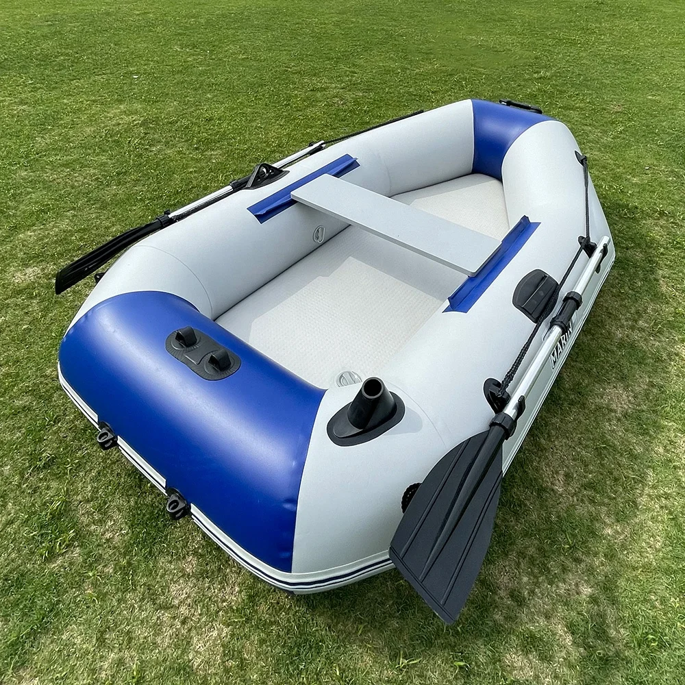 2 Person Inflatable Boat 3 Layer PVC Fishing Vessel Laminated Wear-resistant Rowing Canoe