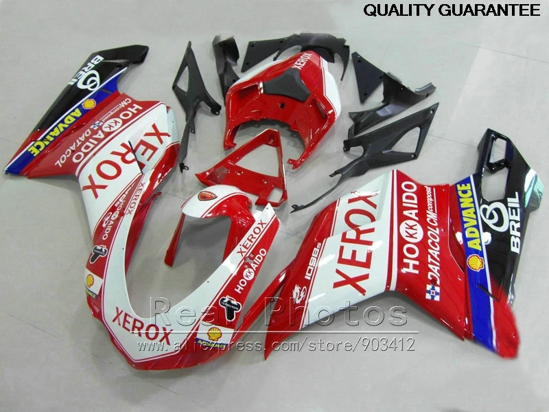 

All New ABS Plastic Fairing Kit For Ducati 848 1098 1198 07 08 09 10 11 Red White Black Fairings Set 848 1198 2007-2011 AS31
