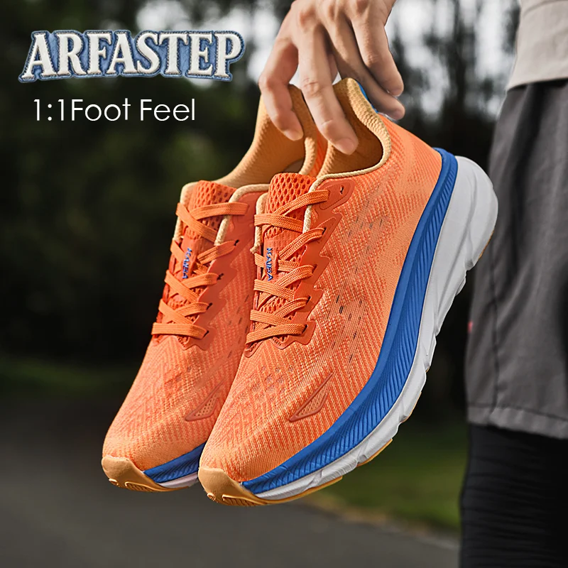 Men Women Gray Mesh Running Shoes Thick Cushioning Sole Breathable Sports Sneakers for Jogging Gym Training