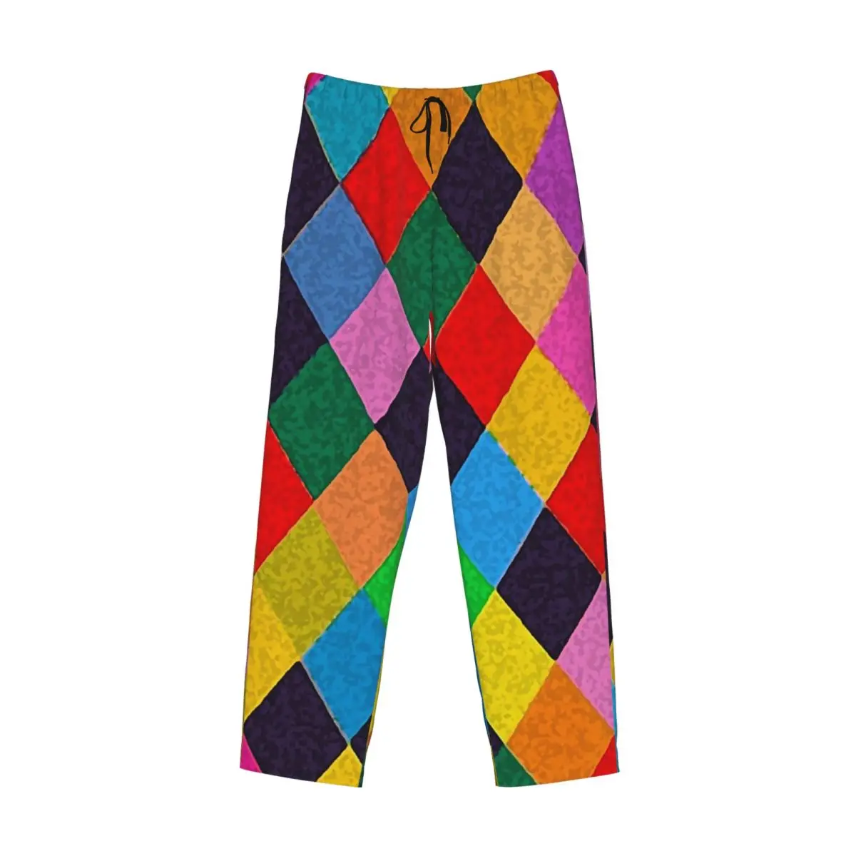 Custom Mardi Gras Harlequin Plaid Playing Cards Rhombi Pajama Pants Men Sleepwear Sleep Lounge Bottoms with Pockets