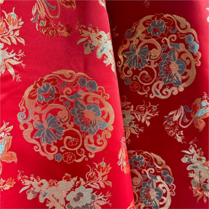 Festive red classic brocade gold jacquard traditional Chinese style fabric waistcoat cheongsam skirt wedding bag