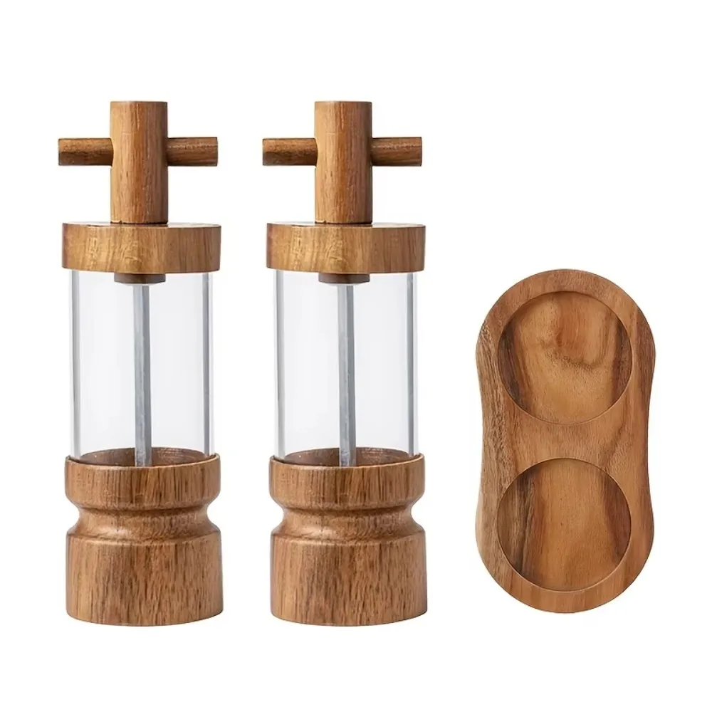 

Manual Acacia Wood Pepper Grinder Refillable Adjustable Coarseness Salt and Pepper Grinding Bottle Ceramic Grinding Core