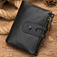 New RFID Men Short Wallets Genuine Cow Leather Name Engraving Card Holder Retro Male Wallet Photo Holder Classic Men's Purse