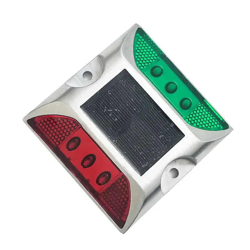 Solar Double-sided Reflective Road Studs LED Square Truck Warning Fog Lights, Driveway All-aluminum Raised Road Signs