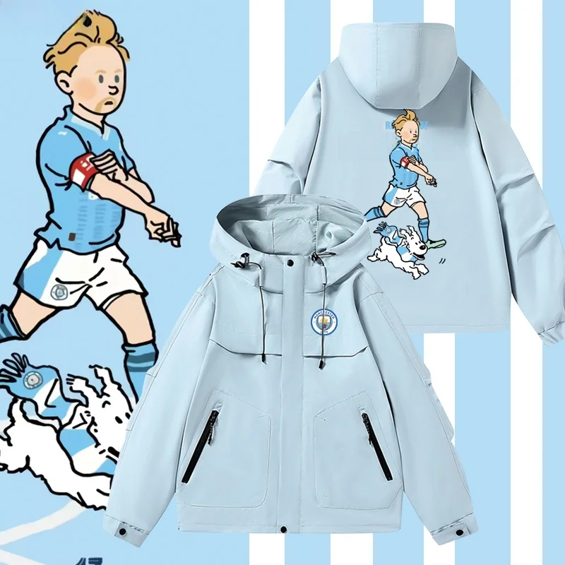 

Куртка Manchester Ci Kevin De Bruyne Joint Issue Tintin Adventure, верхняя одежда для пар, из полиэфирного волокна, длинная, S-размер