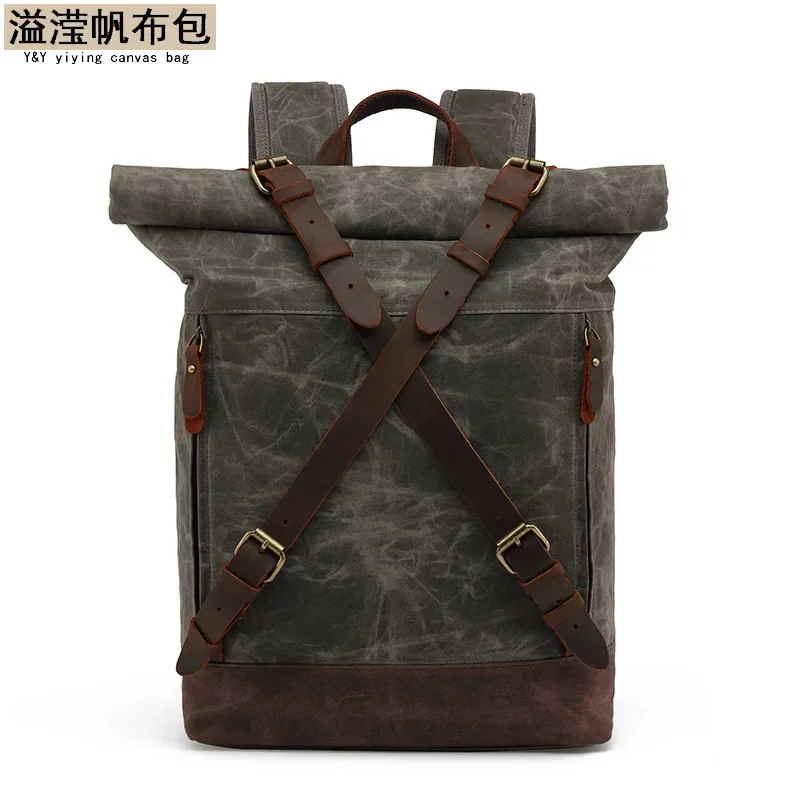 Luxury Vintage Canvas Backpacks for Men Oil Wax Canvas Rucksacks Travel bag Backpack Large Waterproof Daypacks Retro Bagpack