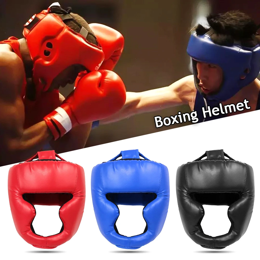 New Boxing Helmet Leather Karate Muay Thai Sanda Training Adults Kids Arts Helmet Head Guard Taekwondo Karate Boxing Helmets