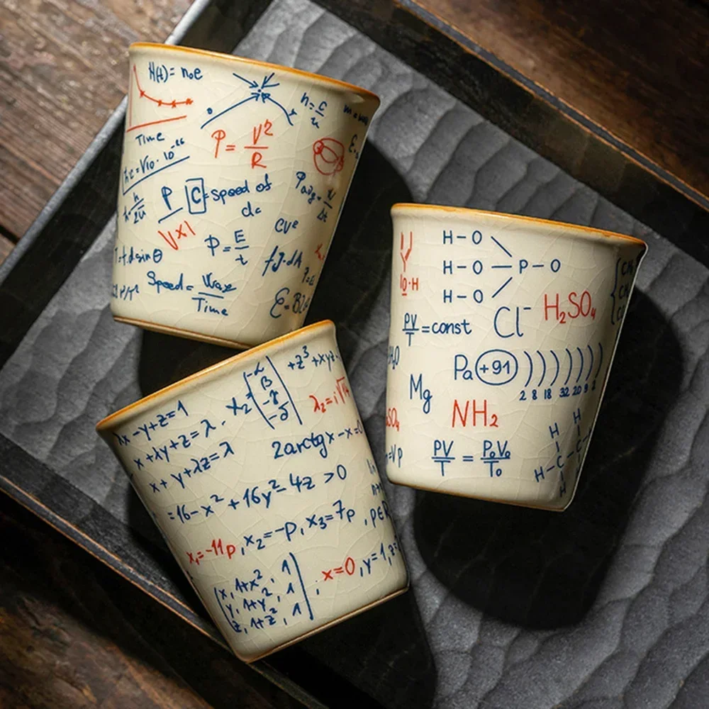 

120ML Espresso Cup Mathematical Chemical Physical Formula Patterns Ceramic Tea Cup Porcelain Coffee Mug Drinkware