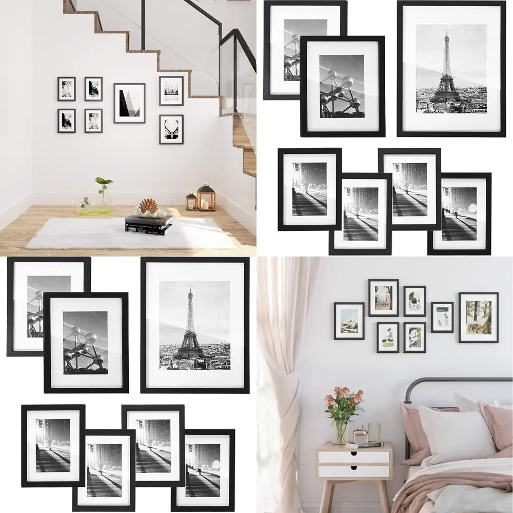 

Набор рамок для коллажей, 7 штук, 11x14, 2x8x10, 4x6x8, стекло, черный