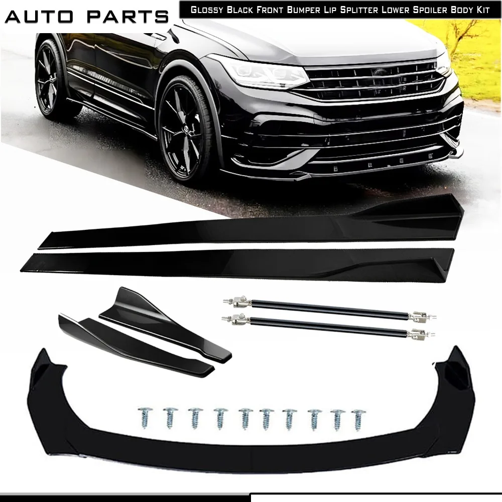 

For VW Tiguan Touareg Front Splitter Bumper Lip Spoiler Gloss Black Body Kits United States