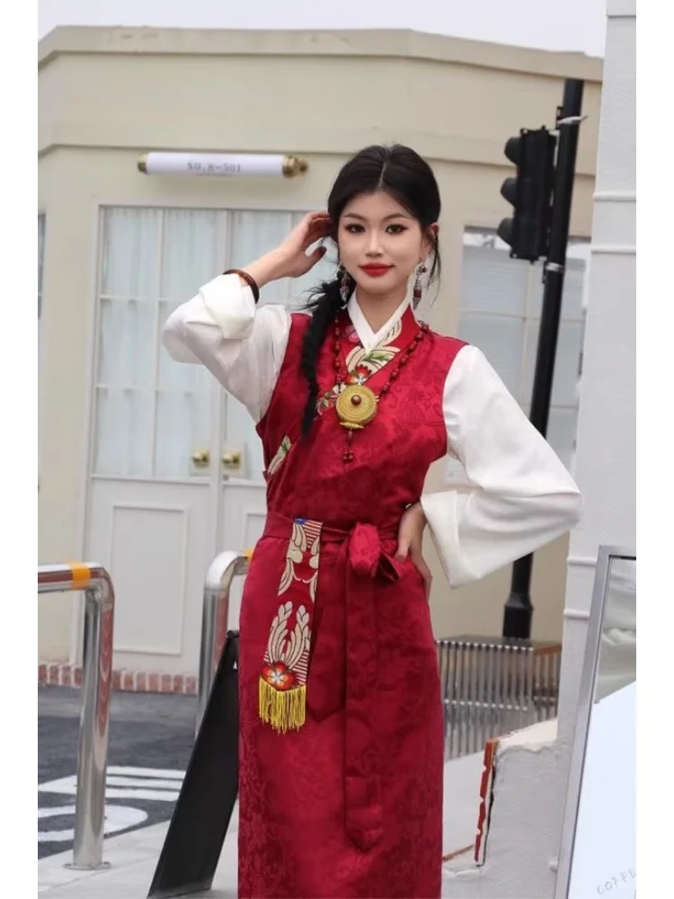 

China Tibet Bora Skirt Lhasa Dress Simple Atmospheric Long Dress Two Sets