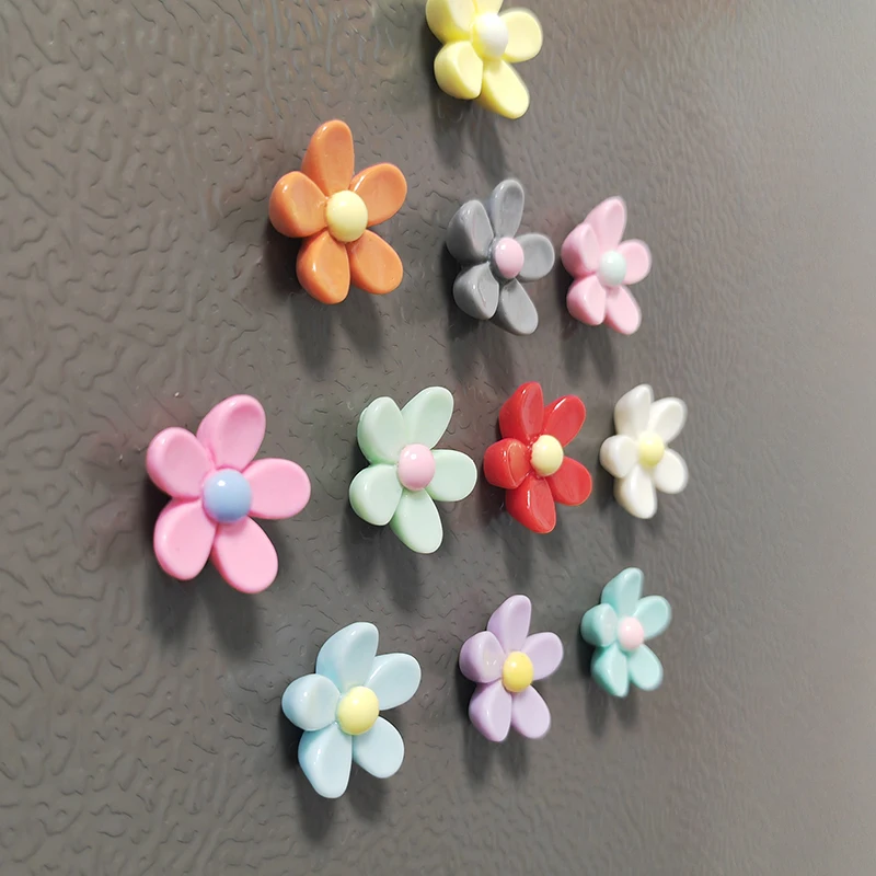 10pcs Mixed Colors Cute Flowers Fridge Magnets Home Decoration Sticker Decor Photo Message Note Holder