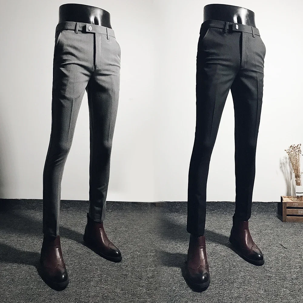 Men Suit Pants 2024 Spring New Straight Trousers Formal Dress Pants High Quality Business Fashion Solid Casual Mens Clothing