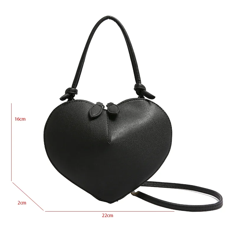 Pu Leather Women Handbags Cute Ladies Heart Shaped Shouder Bag Fashion Female Clutch Purse Knotted Crossbody Handbags Love Bag