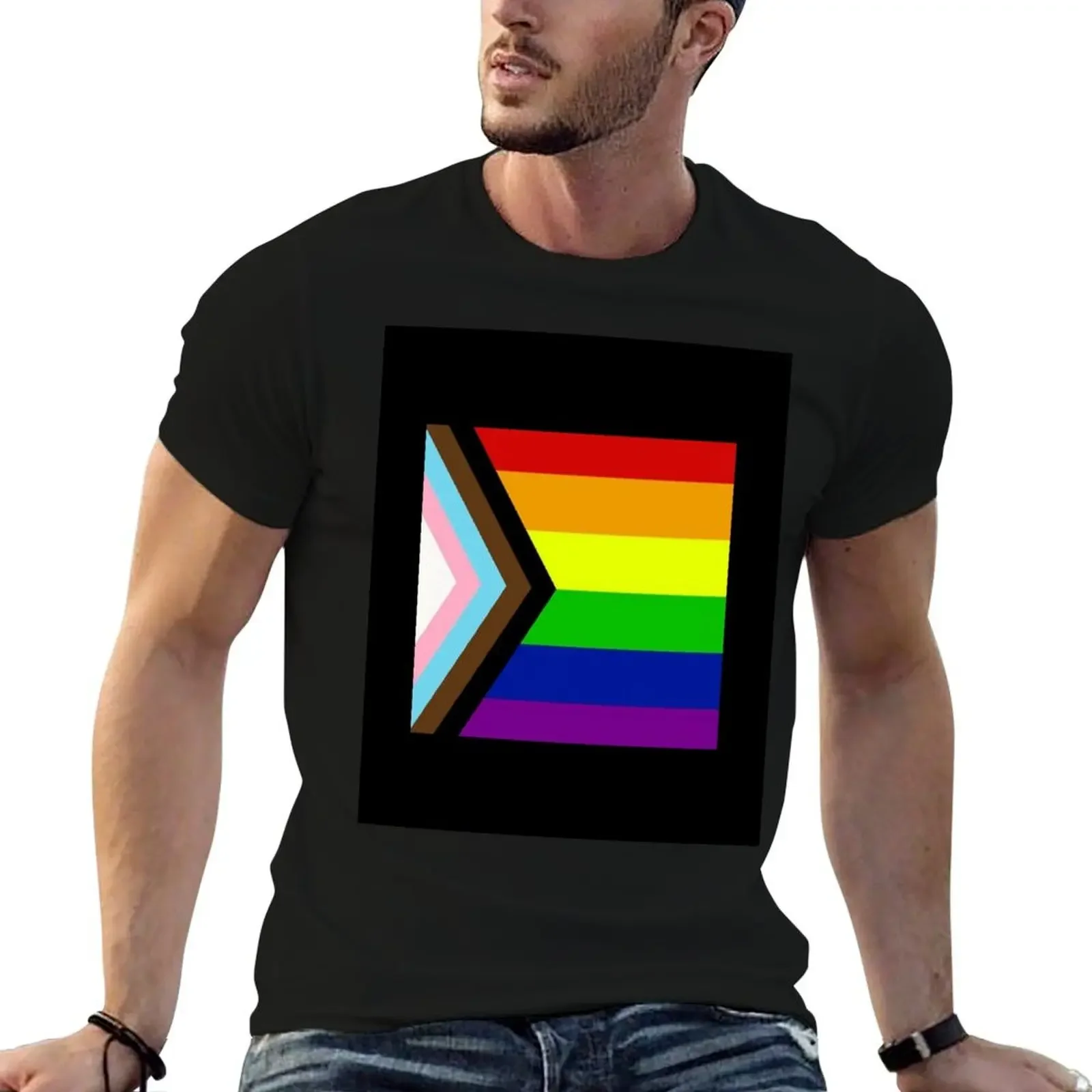 

Progress Pride Flag T-Shirt graphic t shirt vintage vintage anime shirt tee shirts for men