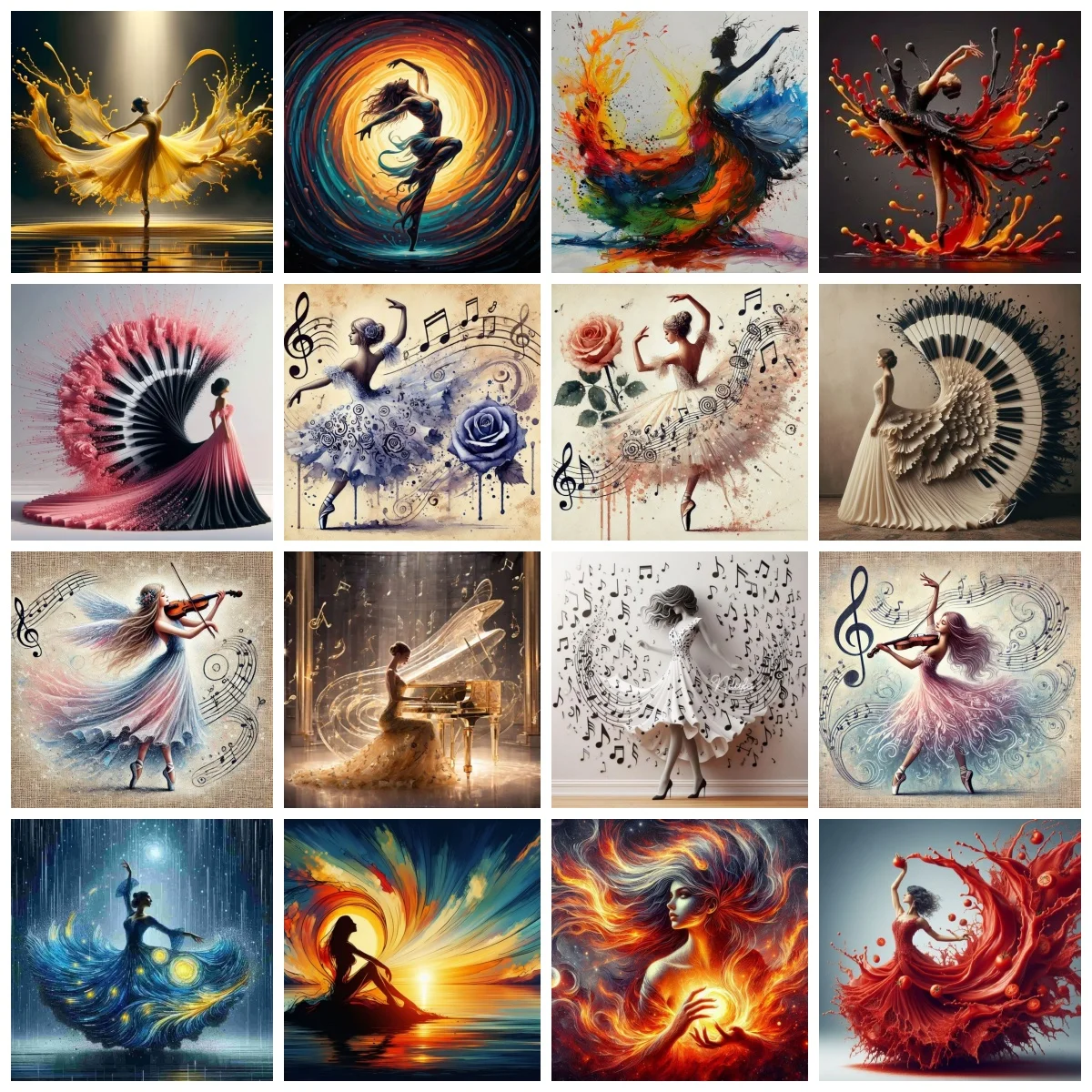 لوحة زيتية رقمية من CHROMA NEST لوحة موسيقى الرقص للسيدات لوحة فنية لتزيين جدران غرفة نوم الكبار هدية