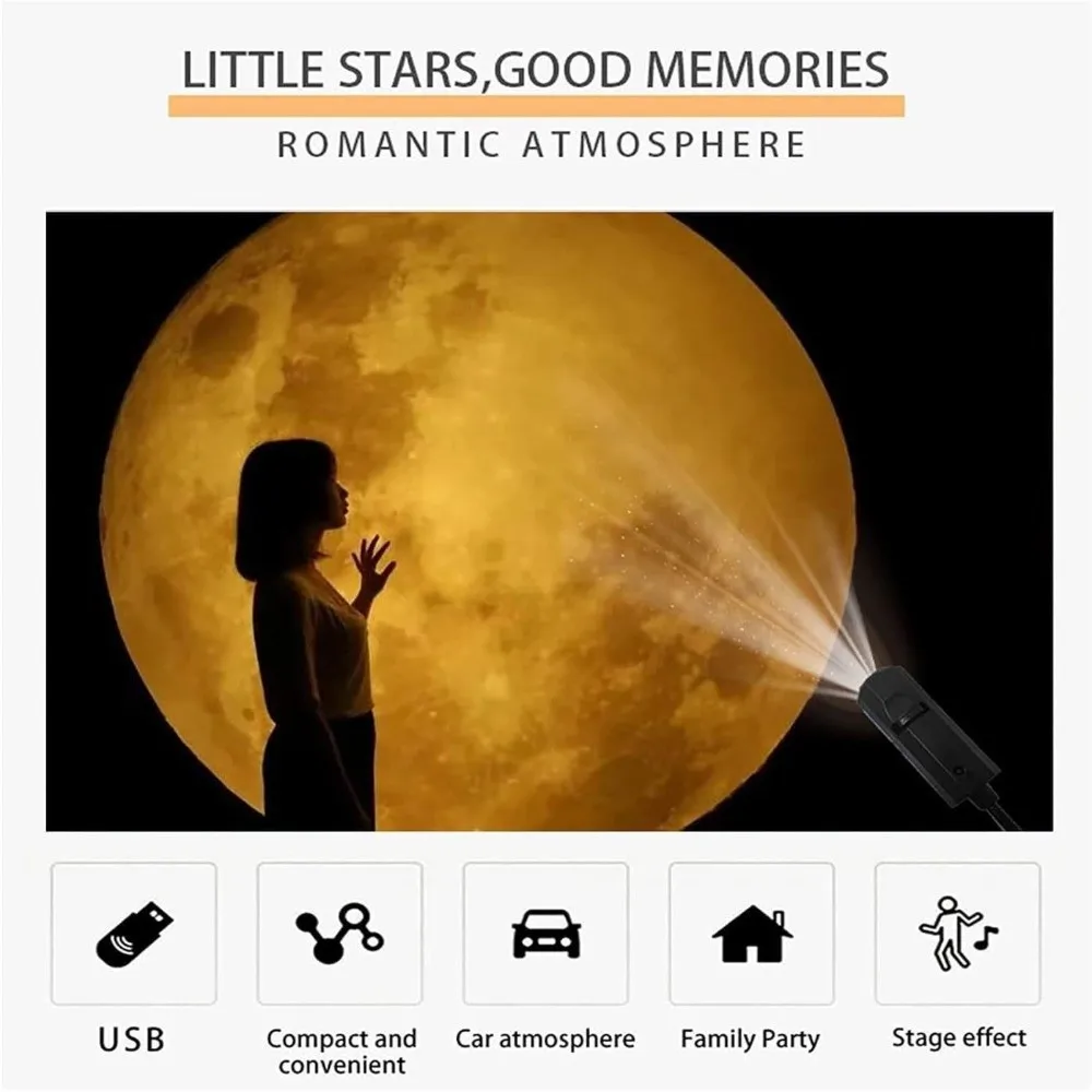 360° Rotatable USB Planet Projector Light Flexible Hose Rotatable Lens Star Galaxy LED Projector Romantic Novelty
