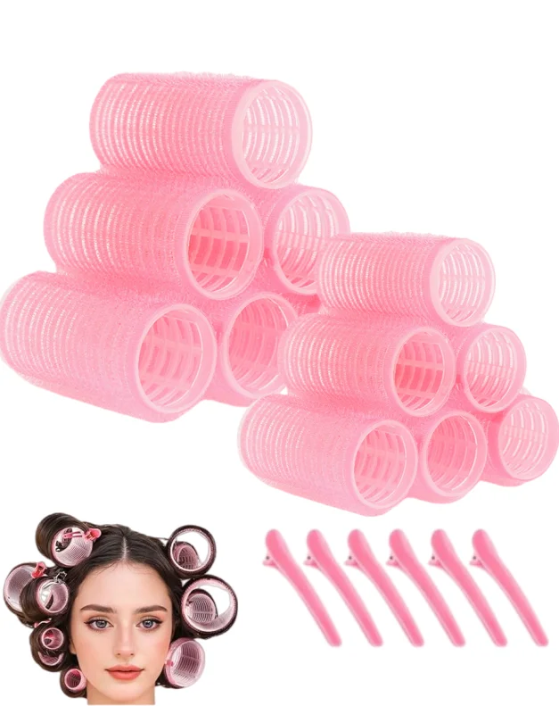 18pcs/Set Large Size Hair Rollers With Clips, Self-Gripping Curler Suitable For Long/Medium/Short Hair And Bangs