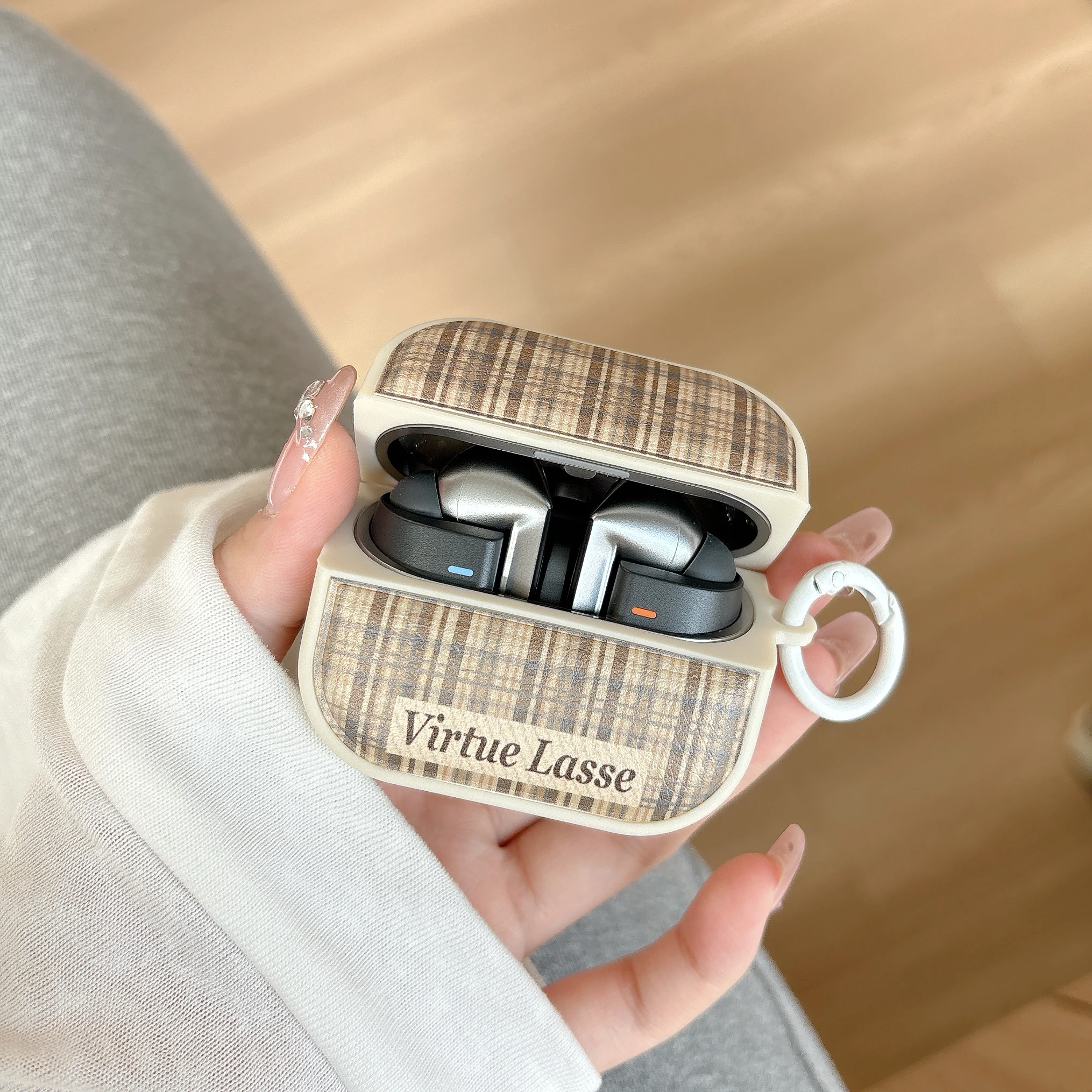 PU-Lederhülle für Samsung Galaxy Buds 3 Pro mit Schlüsselanhänger, Bluetooth-Kopfhörer-Abdeckung, stoßfeste Softshell