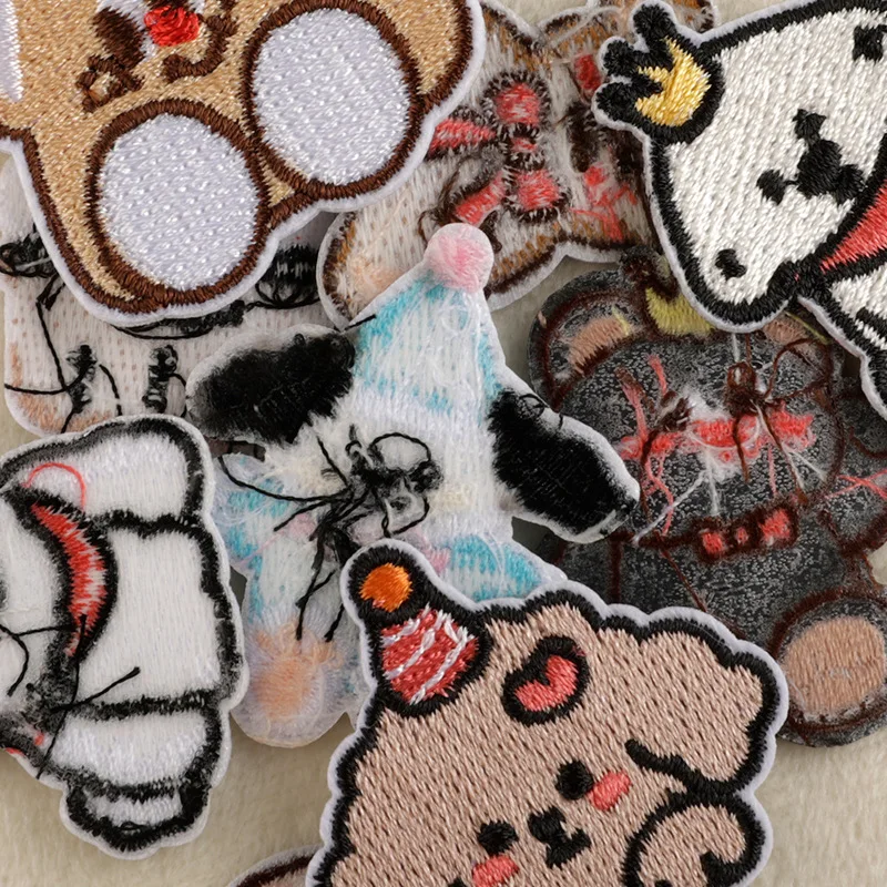 20Pcs Anime Tiere Katzen Bär Nette Eisen Auf Patches Für Kleidung Kinder Lot Gestickte Pack Diy Stoff Nähen Jacke mädchen Jungen Parche – Detail 8