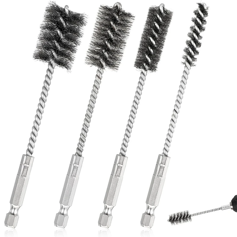 

MAKE-4 Pcs Wire Brushes For Drill Stainless Steel Bore Brush Set 3/8In 1/2In 3/4In 7/8In For Drill Ports Tubes Bearings