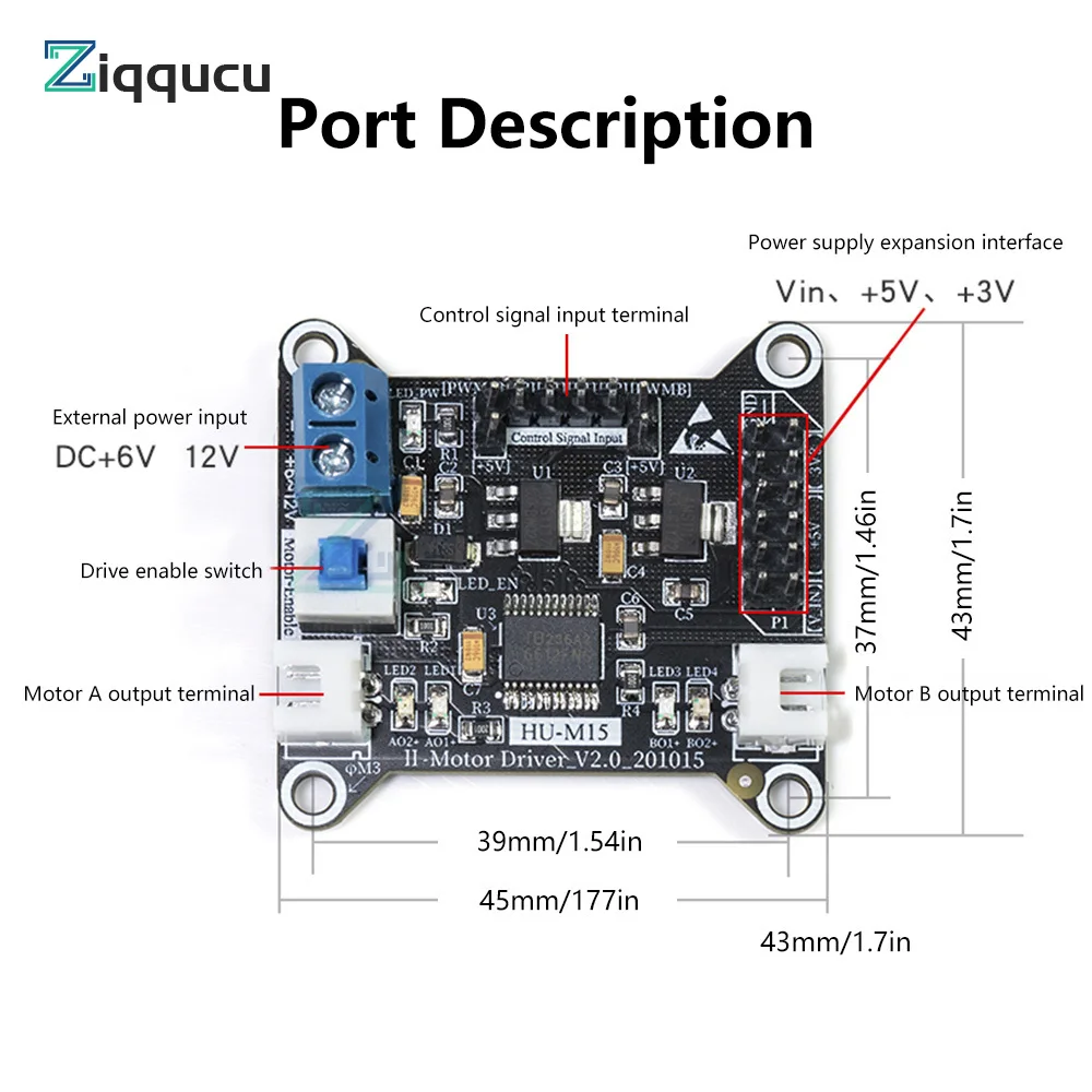 Dual Motor Drive Module Performance Super TB6612 DC Brushed Motor Driver Board  Forward and Reverse Drive Control Module