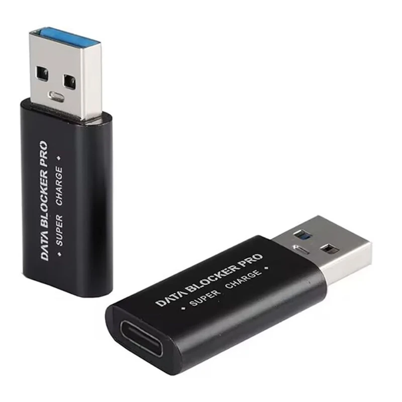 2Pcs USB Data Blocker USB-C To USB-A Data Blocker Protect Against Juice Jacking Support Quick Charge Stop Data Theft