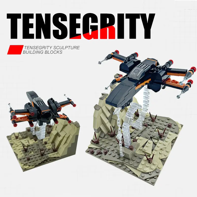 New MOC Tensional Integrity Sculpture Building Blocks Bricks Model Diy Decoration Puzzle Toy Birthday Gifts For Kids