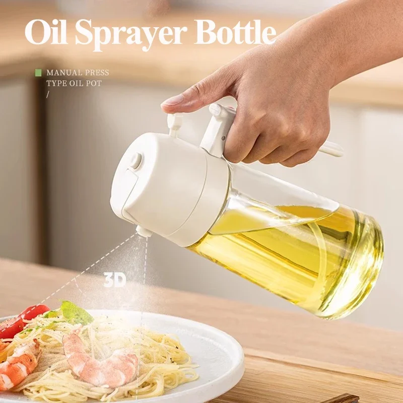 2in1 500ml Oil Spray Kitchen Olives Oil Sprayer Glass Spray Bottle Cooking Sprayer Oil Cruet Camping Outdoor Barbecue Tool