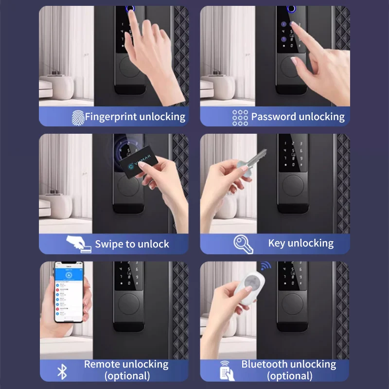 في الهواء الطلق بصمة كلمة المرور IC Tuya Ttlock App أقفال الأبواب الذكية اللاسلكية المقاومة للماء للمنزل