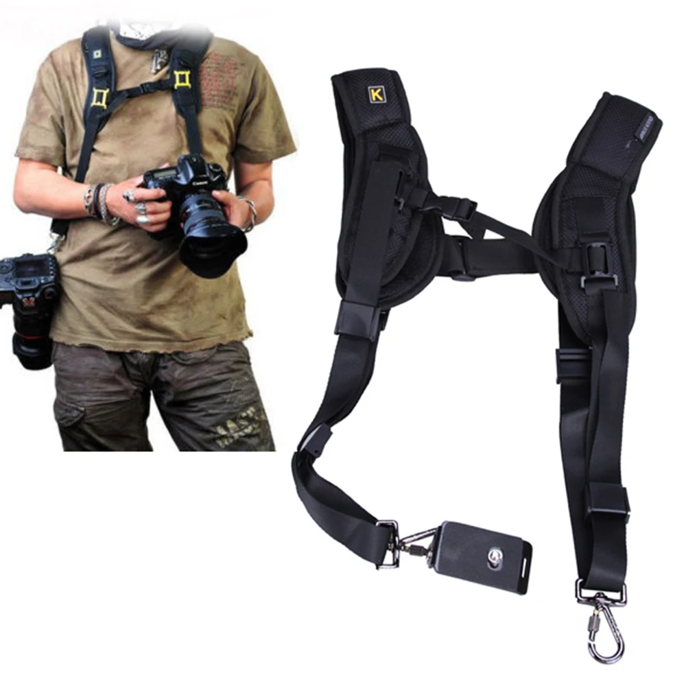 

Double Dual Camera Shoulder Strap Quick Rapid Sling Camera Belt Adjustment for Canon Nikon Sony 2 Cameras Digital DSLR Strap