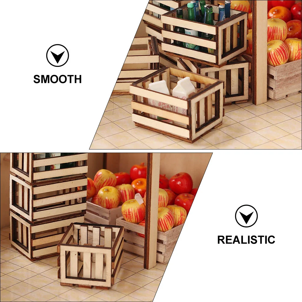 3 Pcs Miniature Candy Toy Wooden Frame Living Room Decoration Furniture Model House Adornment Food Play Ornament Basket