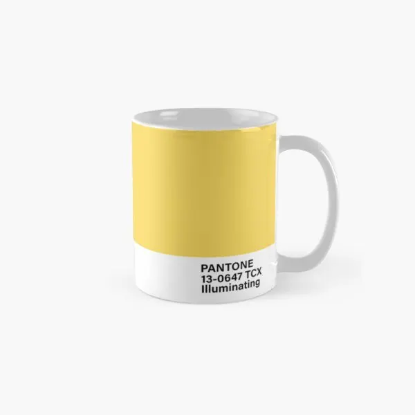 Pantone 13 0647 Tcx Illuminating Classic  Mug Photo Image Printed Design Gifts Coffee Drinkware Cup Handle Round Picture Simple