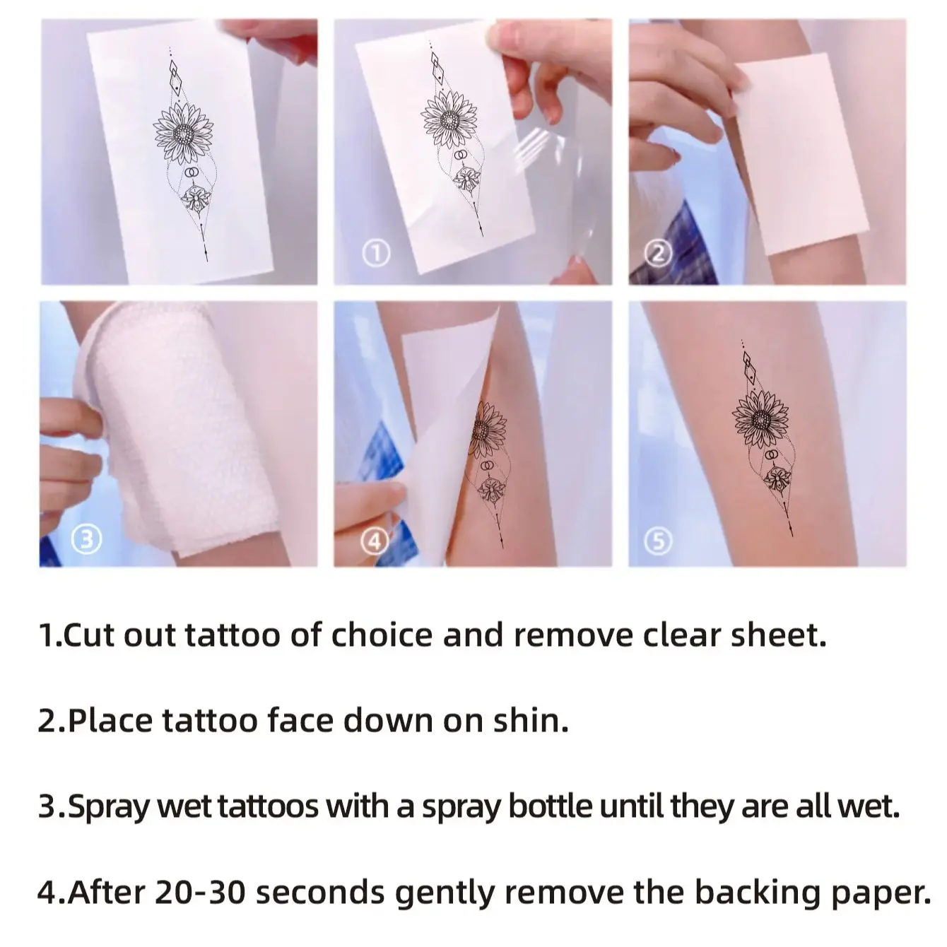 4pcs New Floral Inspirational letter Personalized Pattern Semi Permanent Tattoo Stickers for Women Waterproof Tattoo Stickers