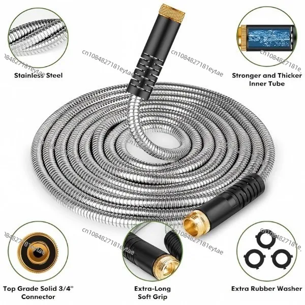 

Durable Stainless Steel Garden Hose with Adjustable Connector for Outdoor Yard Watering
