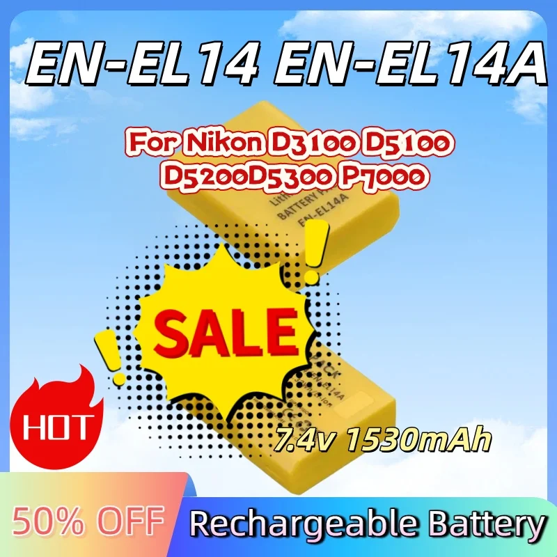 

7.4V 1530mAh for Nikon D5500 D5300 D5200 D3200 D3300 D3100 P7200 P7700 P7100 Camera Li-ion Digital Battery EN-EL14 EN-EL14A