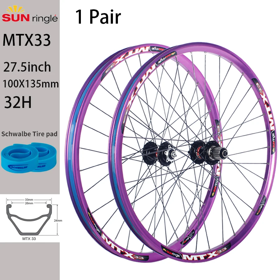 Sunringle 27.5inch Mountain bike wheel set MTX33 MTB Aluminum