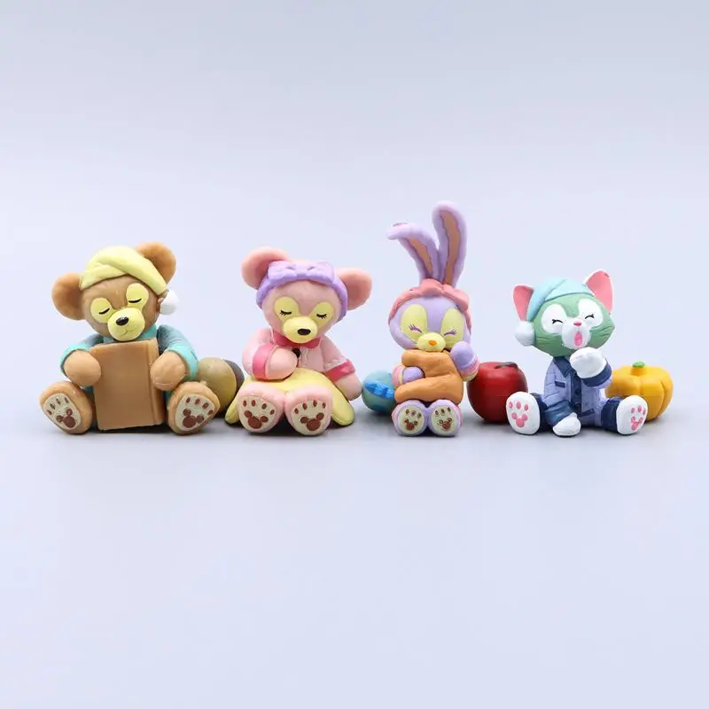 4Pcs Disney Duffy Action Figure Cartoon Toy Cute GK Model Collectible Anime Fashion Ornament Hobby Doll Kids Surprise Xmas Gifts