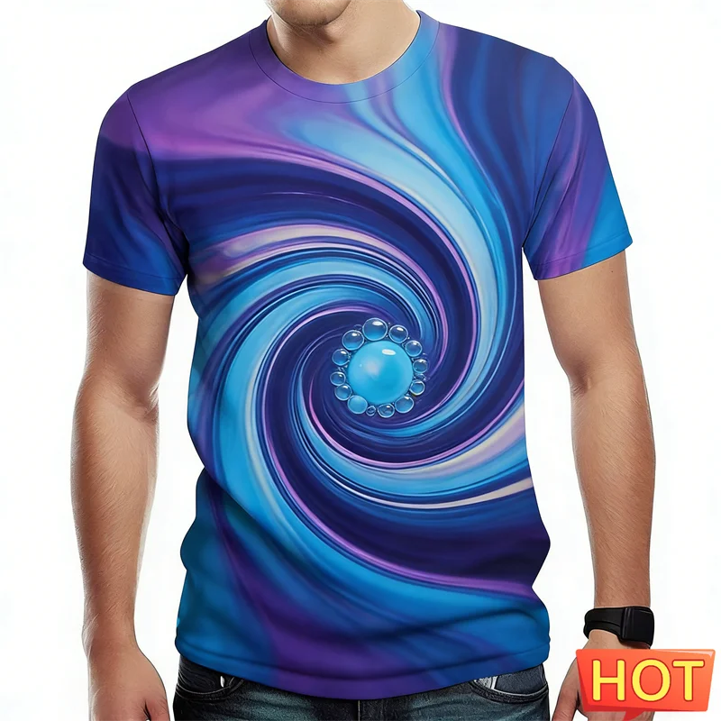 New Magic Water Pattern Leisure T Shirt Summer Fashion 3D Printed Magic Design Short Sleeve Ready Stock Casual Oversized T-Shirt
