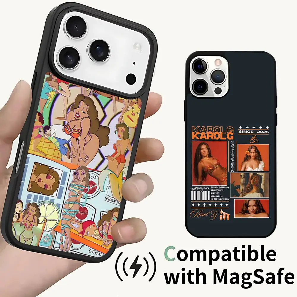 

Hot-Karol G T-Tropicoqueta 2025 Case For iPhone 17,16,15,14,13,12,11,Pro,Max,Plus,Mini,SE4,E Magnetic Magsafe Wireless Charging